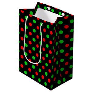 Schwarzes Rot Grün Polka Punkte Design Mittlere Geschenktüte