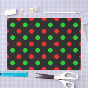Schwarzes Rot Grün Polka Punkte Design Seidenpapier