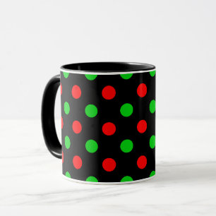 Schwarzes Rot Grün Polka Punkte Design Tasse