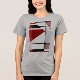 Schwarzes rotes Burgunder MCM-Look geometrische Ku Tri-Blend Shirt