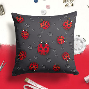 Schwarzes Rotes Ladybug Insekt   Kehlkopfkissen Kissen