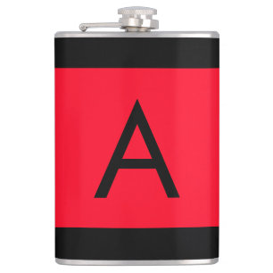 Schwarzes rotes Monogramm Anfangsbuchstabe modern Flachmann