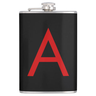Schwarzes rotes Monogramm Anfangsbuchstabe modern Flachmann