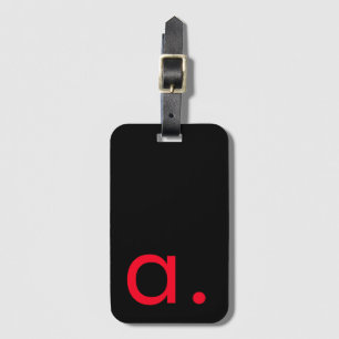 Schwarzes rotes Monogramm Anfangsbuchstabe modern Gepäckanhänger