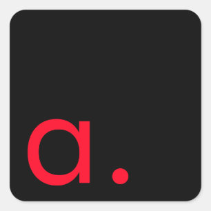 Schwarzes rotes Monogramm Anfangsbuchstabe modern Quadratischer Aufkleber