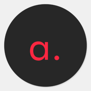 Schwarzes rotes Monogramm Anfangsbuchstabe modern  Runder Aufkleber