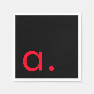 Schwarzes rotes Monogramm Anfangsbuchstabe modern Serviette