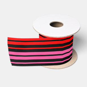 Schwarzes rotes rosa vertikales Streifendesign Kla Satinband