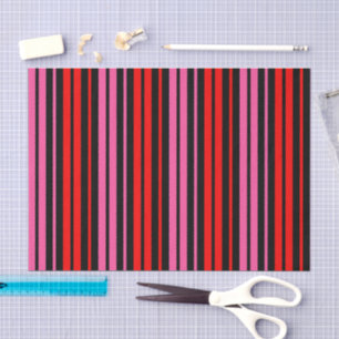 Schwarzes rotes rosa vertikales Streifendesign Kla Seidenpapier