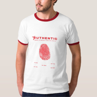 Schwarzes rotes T-Shirt mit kühnen Fingerabdrücken