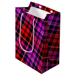 Schwarzes rotes violettes Karo-Tartan-Design Mittlere Geschenktüte