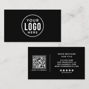 Schwarzes rundes benutzerdefiniertes Logo QR-Code Visitenkarte
