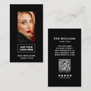 Schwarzes rundes benutzerdefiniertes Logo QR-Code Visitenkarte