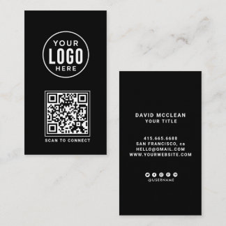 Schwarzes rundes benutzerdefiniertes Logo QR-Code Visitenkarte
