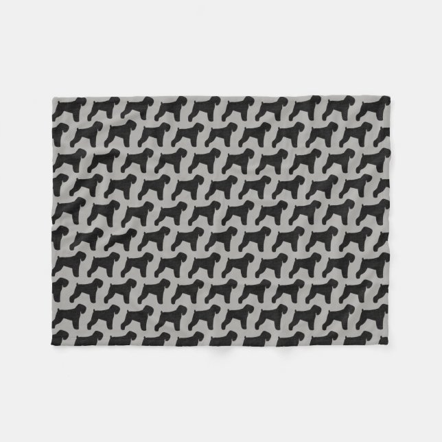 Schwarzes russisches Terrier-Silhouette-Muster Fleecedecke (Vorderseite (Horizontal))