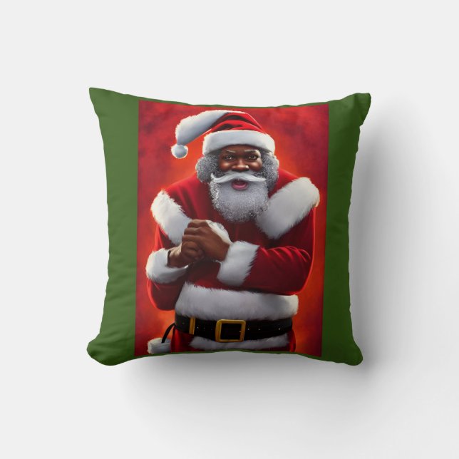 Schwarzes Santa-Kissen Kissen (Vorderseite)