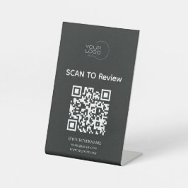 Schwarzes Scannen-zum-Bewerten-QR-Schild Sockelschild