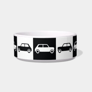 Schwarzes Schachbrett Mini Cooper Napf