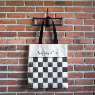 Schwarzes Schachbrettmuster personalisiert Tasche