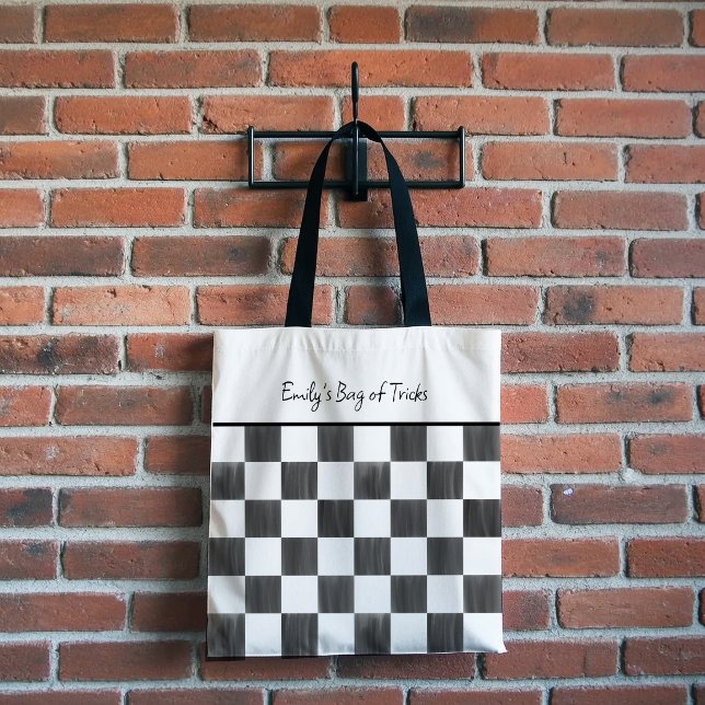 Schwarzes Schachbrettmuster personalisiert Tasche (Von Creator hochgeladen)