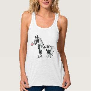 Schwarzes Schecken-Cartoon Gypsy Vanner Shire Lieb Tank Top