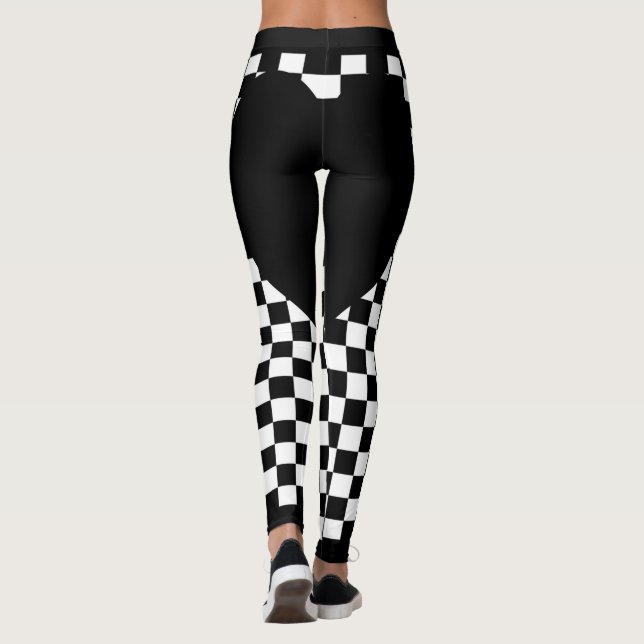 Schwarzes Scheckherz Leggings (Rückseite)