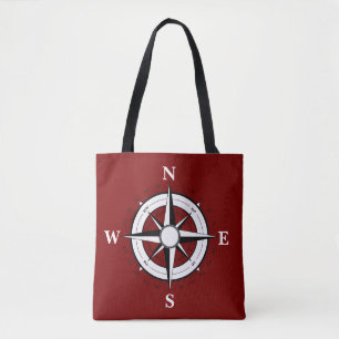 Schwarzes Schiff/Boot, Kompass, rote Taschentasche Tasche