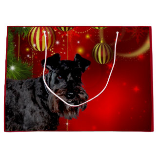 Schwarzes Schnauzer-Weihnachten Große Geschenktüte