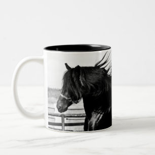 Schwarzes Schönheits-Pferd Zweifarbige Tasse