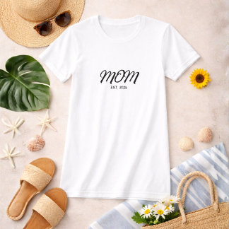 Schwarzes Schrift Established Mom T-Shirt