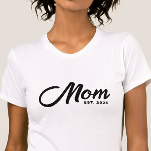 Schwarzes Schrift-Neue-Mama-Etabliert-Baby-Party-G T-Shirt