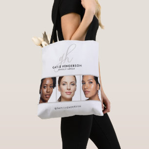 Schwarzes Schriftzug-Monogramm-Logo-Foto-Makeup-St Tasche