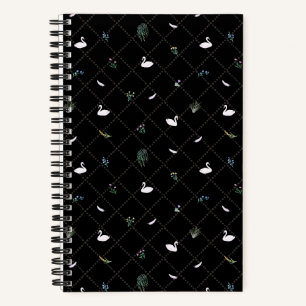 Schwarzes Schwanenmuster Notizbuch