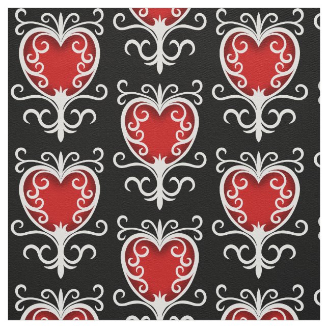 Schwarzes Schwarzes Herzmuster Stoff (Muster)