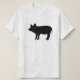 Schwarzes Schwein-Ferkel-Piggy Silhouette-Kontur T-Shirt (Design vorne)