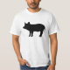 Schwarzes Schwein-Ferkel-Piggy Silhouette-Kontur T-Shirt (Vorderseite)