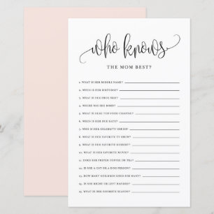 Schwarzes Script, das Mama Best Baby Shower Game k