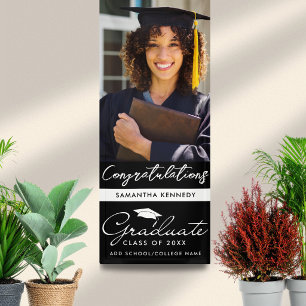 Schwarzes Senior-Foto 2026 Abschluss Vertikal Banner