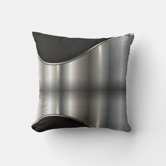 Schwarzes, Silber-Entwurf Kissen (Vorderseite)