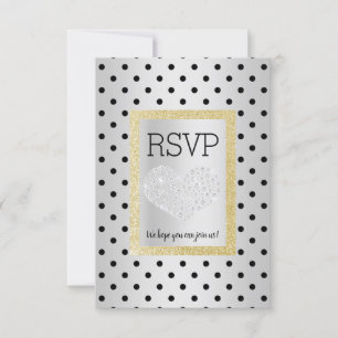 Schwarzes Silber SPOT Gold Herz RSVP schlicht eleg Karte
