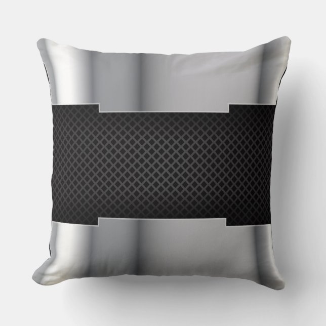 Schwarzes Silbermetall-Pillow Kissen (Vorderseite)