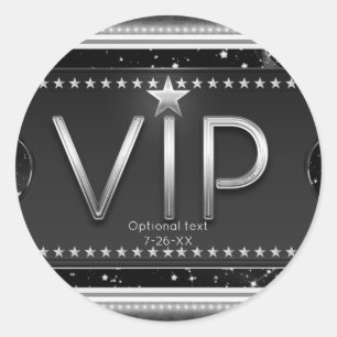Schwarzes & silbernes Chic Glam VIP personalisiert Runder Aufkleber