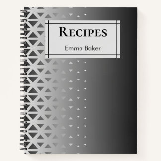 Schwarzes silbernes geometrisches Rezeptjournal mi Notizbuch