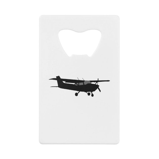 Schwarzes Silhouette-Fliegen Flugzeug-klassisches Geldbeutel Flaschenöffner (Vorderseite)