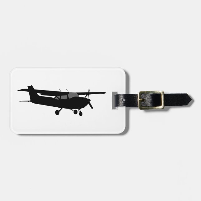 Schwarzes Silhouette-Fliegen Flugzeug-klassisches Gepäckanhänger (Vorderseite horizontal)