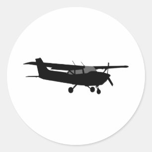 Schwarzes Silhouette-Fliegen Flugzeug-klassisches Runder Aufkleber