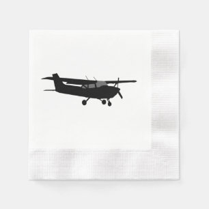 Schwarzes Silhouette-Fliegen Flugzeug-klassisches Serviette
