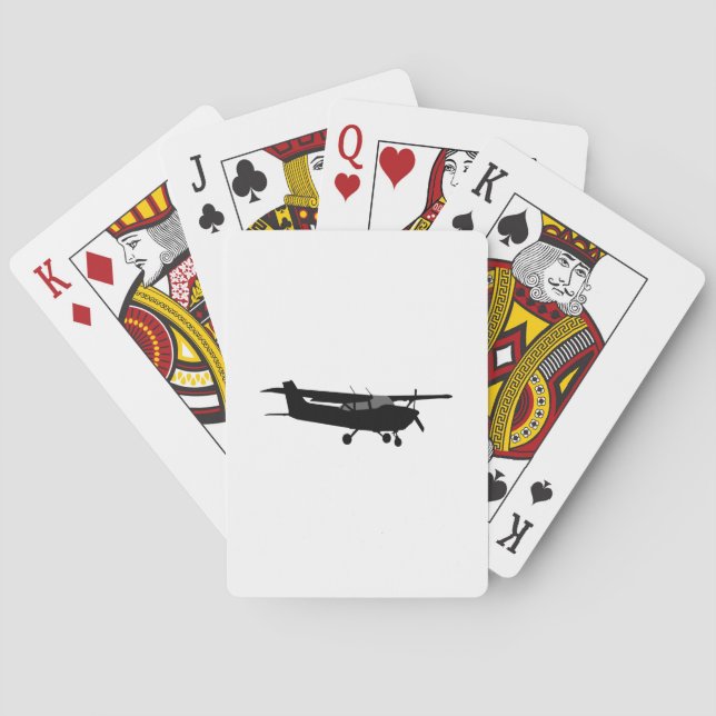 Schwarzes Silhouette-Fliegen Flugzeug-klassisches Spielkarten (Rückseite)