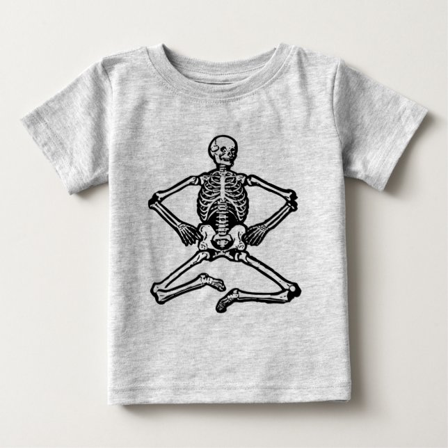 Schwarzes Skelett Baby T-shirt (Vorderseite)