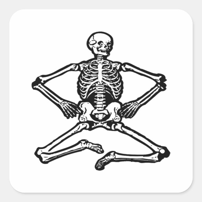 Schwarzes Skelett Quadratischer Aufkleber (Vorderseite)